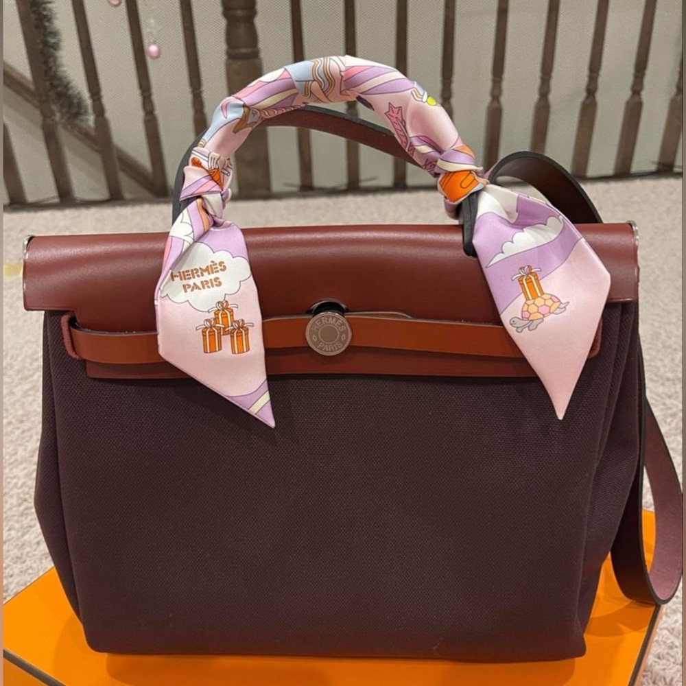 💯Authentic NEW Hermes Herbag 31 Rouge Grenat Canvas